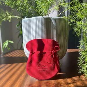 Vintage Cartier Red Suede Leather Jewelry Pouch - International Service
